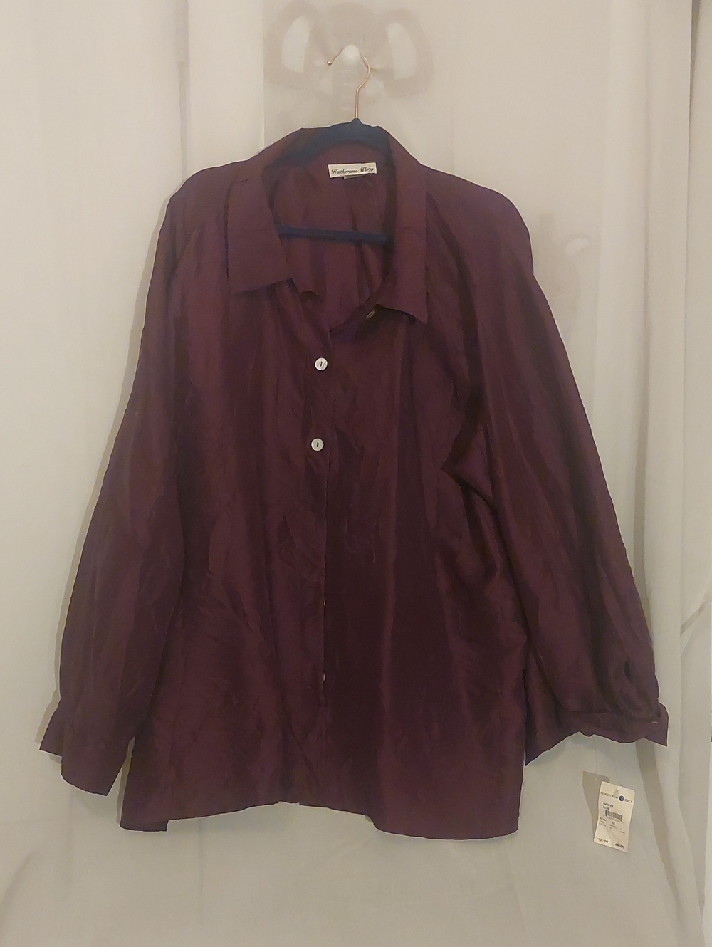 Nordstrom Women's Button-Up 100% Silk Blouse in Deep Plum